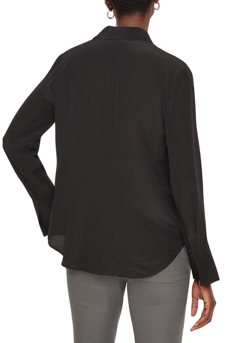 Helek Covered Button Silk Shirt, Alternate, color, BLACK