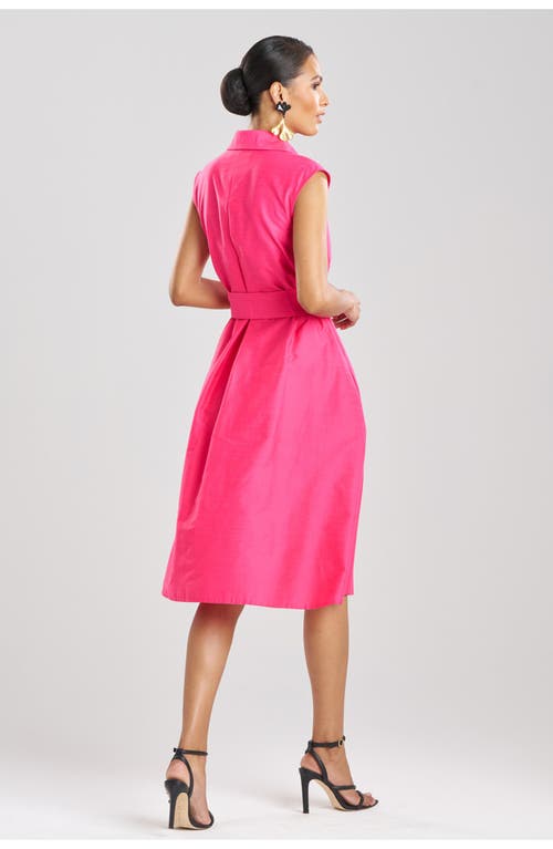 Natori Cotton Silk Slub Trapeze Shirt Dress In Pink