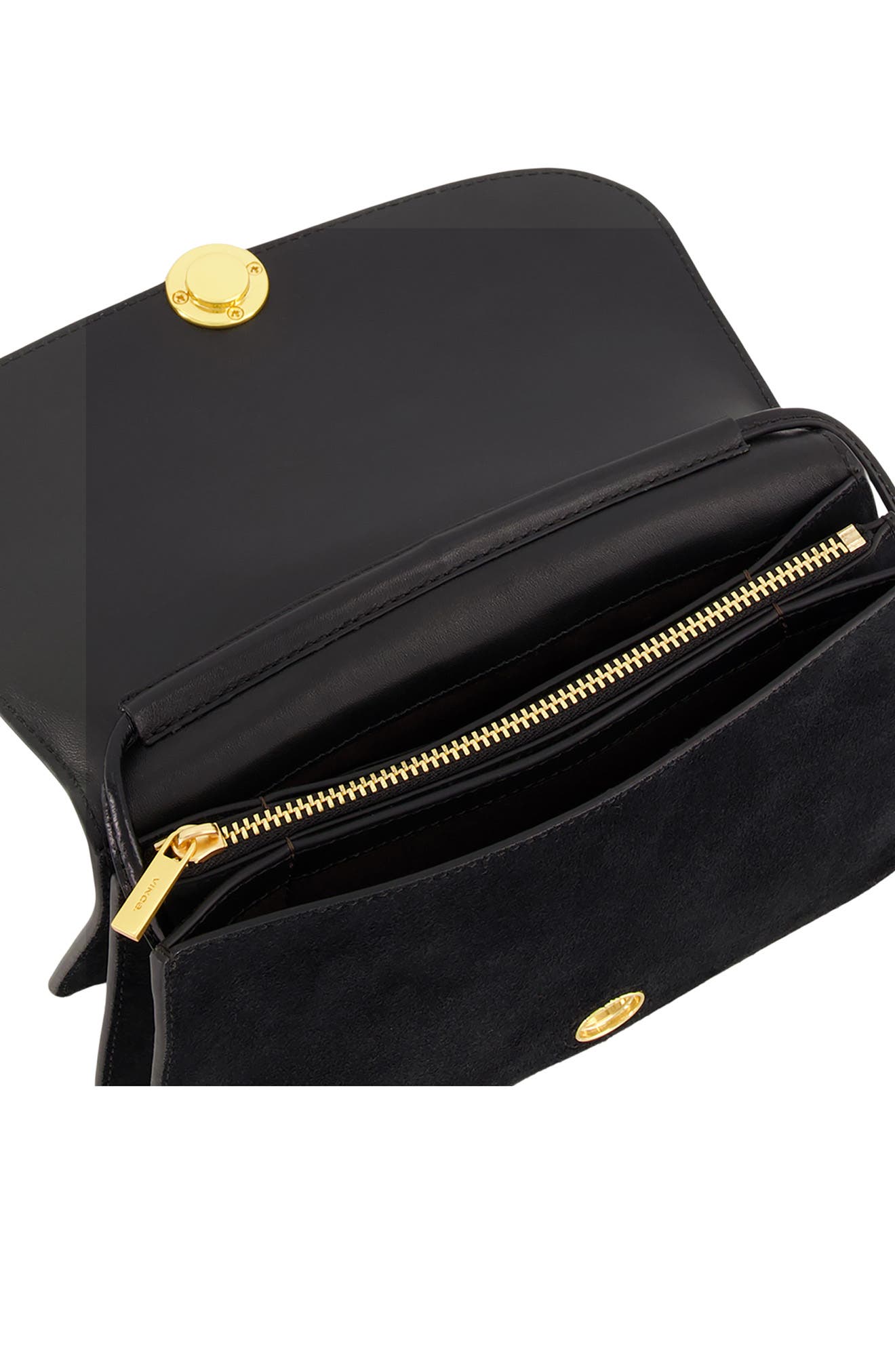 Flora Triple Gusset Leather Clutch Wallet, Alternate, color, BLACK