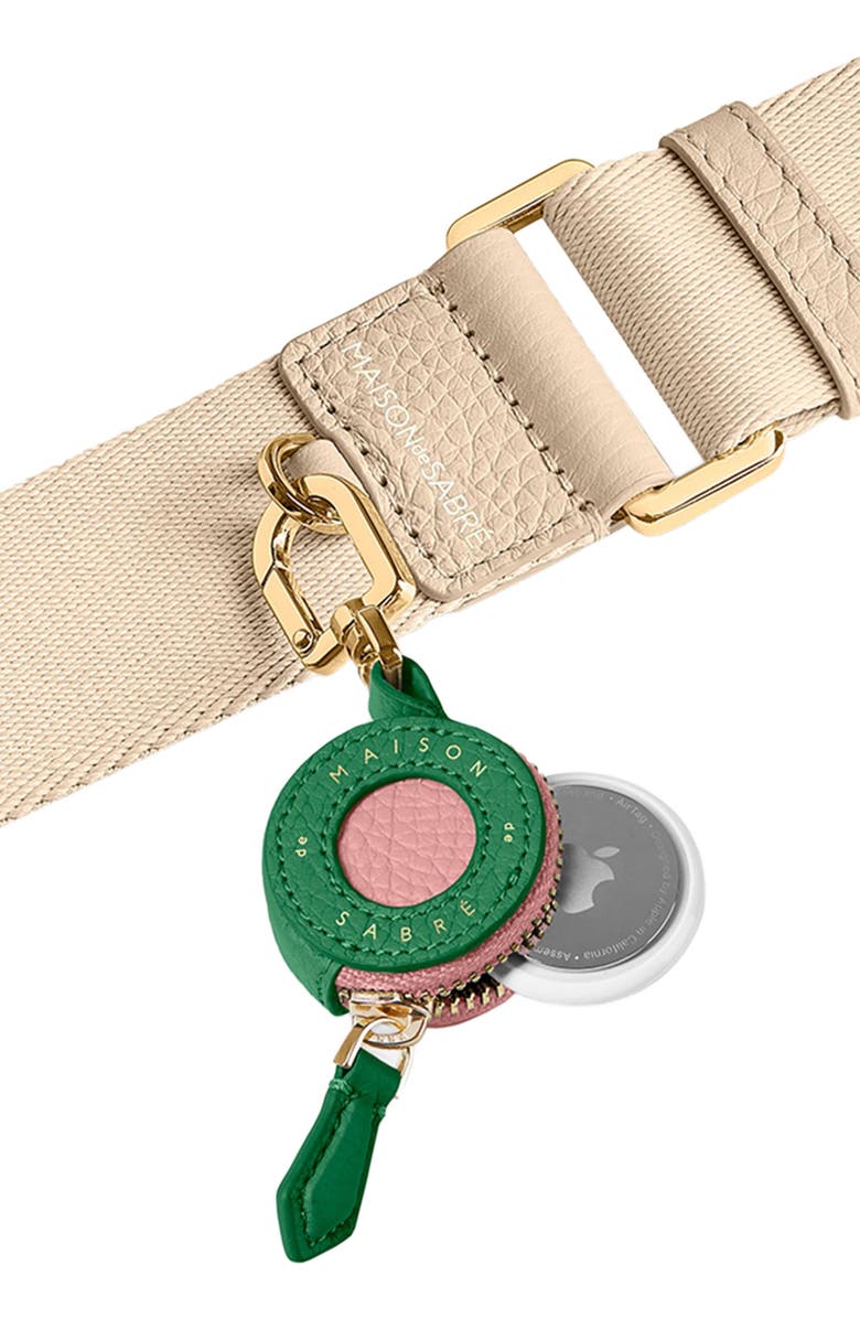 MAISON de SABRÉ Leather AirTag Charm, Alternate, color, Emerald Pink