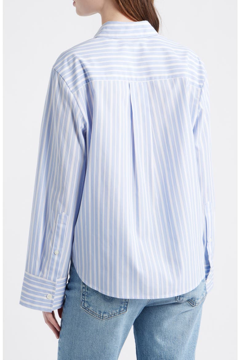 The Signature Stripe Cotton Poplin Y-Neck Shirt The Signature Y-Neck Shirt in Poplin, Alternate, color, TRANQUIL BLUE