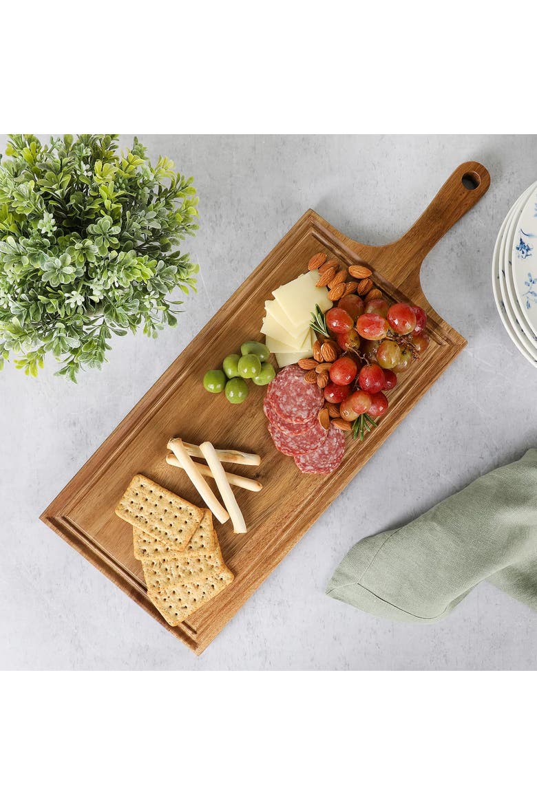 Meadowhouse 20 x 7.5 Inch Acacia Wood Charcuterie Board, Alternate, color, Brown