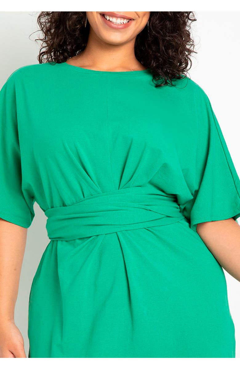 ELOQUII Cross Front Flutter Sleeve Dress, Alternate, color, Leprechaun