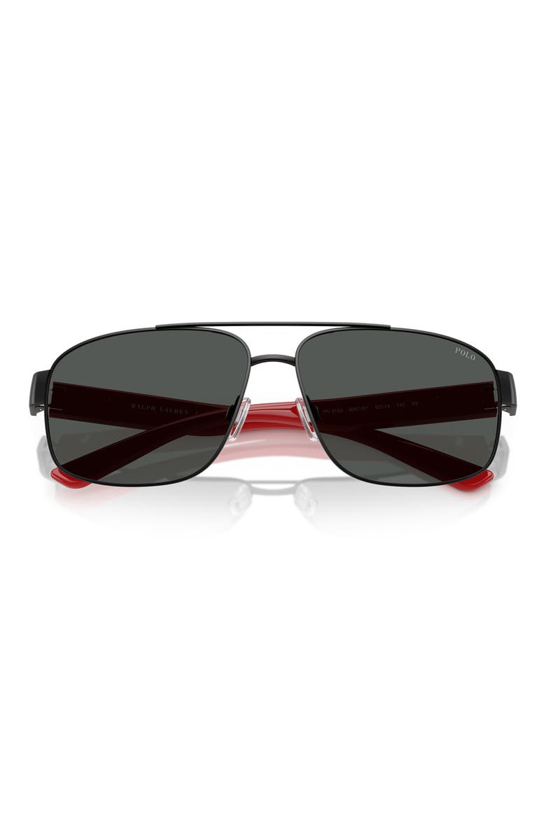 62mm Oversize Pilot Sunglasses, Alternate, color, SEMI SHINY BLACK / DARK GREY