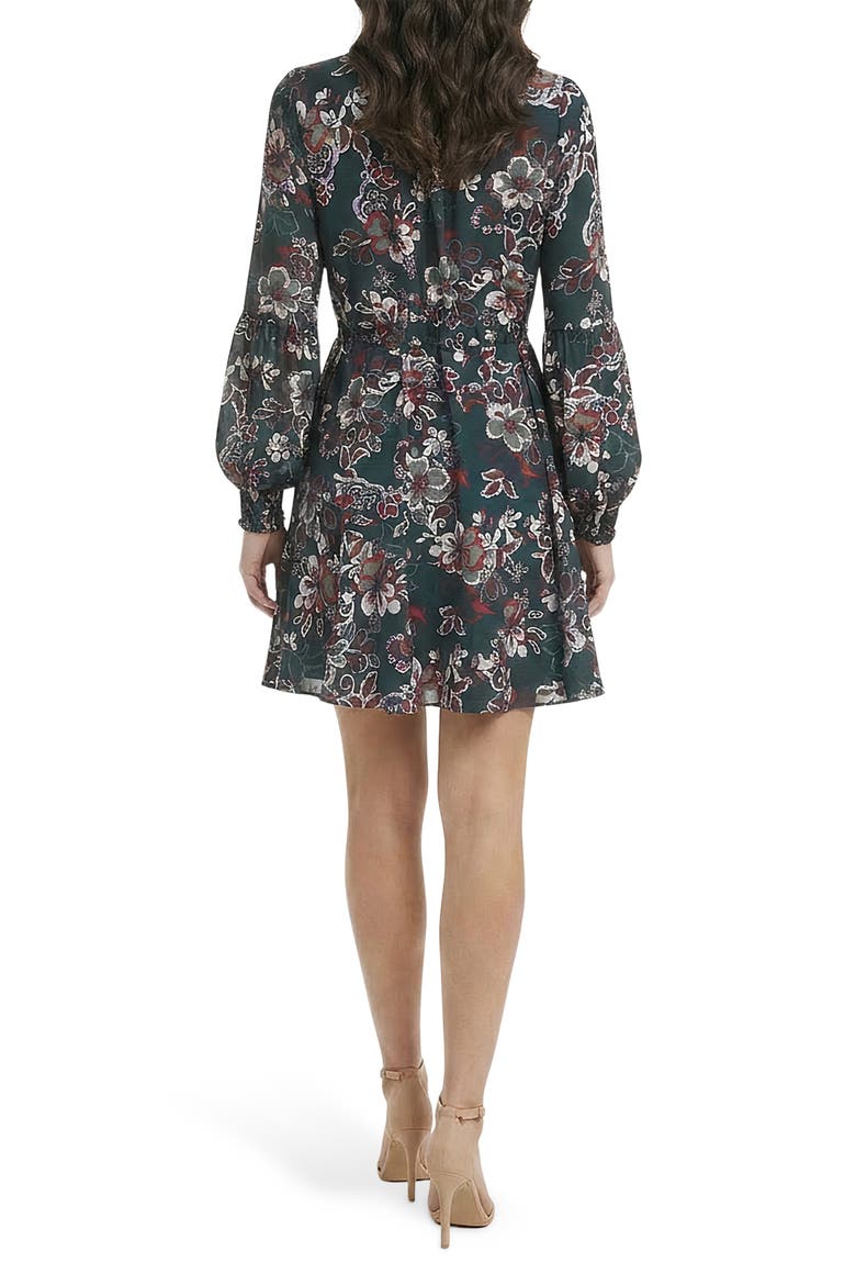 V-Neck Balloon Sleeve Minidress, Alternate, color, EVERGREEN/ SAGE
