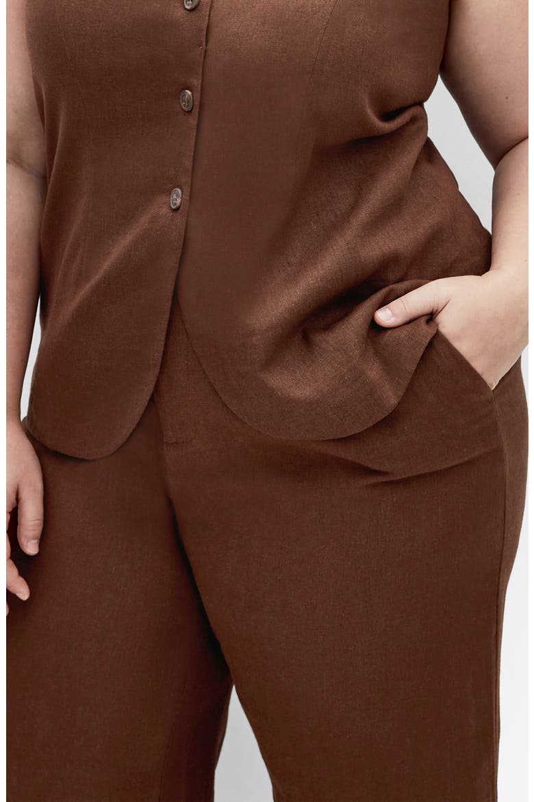 Vivien Linen Blend Vest, Alternate, color, CHOCOLATE