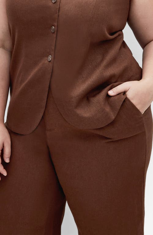 City Chic Vivien Linen Blend Vest In Chocolate
