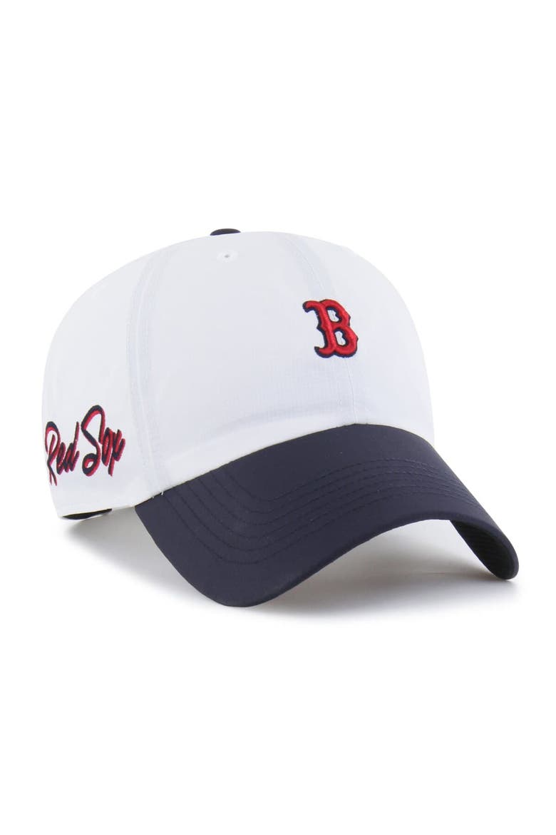 Men's '47 White/Navy Boston Red Sox Vista Mini Clean Up brrr° Adjustable Hat, Alternate, color, White