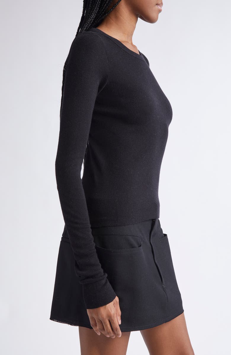Rick Owens Long Sleeve Rib Crop T-Shirt, Alternate, color, Black