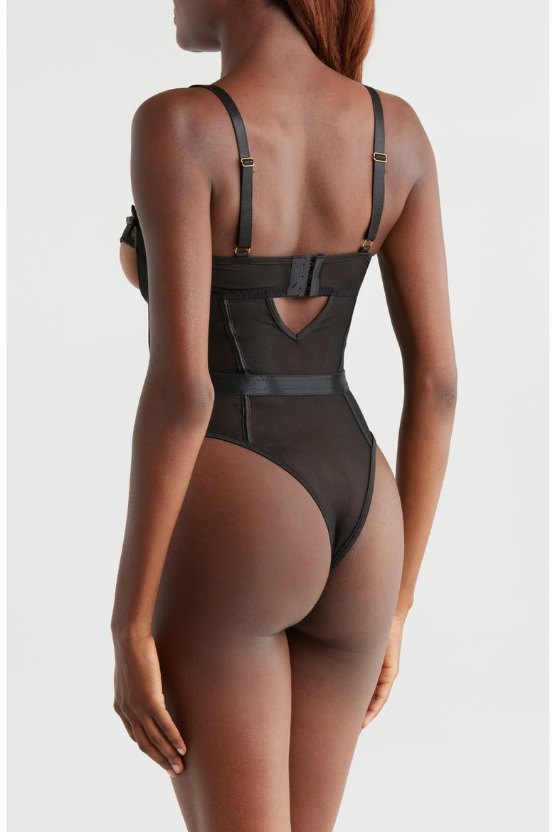 Cutout Underwire Teddy, Alternate, color, BLACK