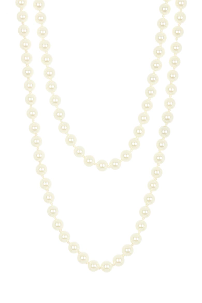 Layered Faux Pearl Necklace, Main, color, WHITE/ SILVER