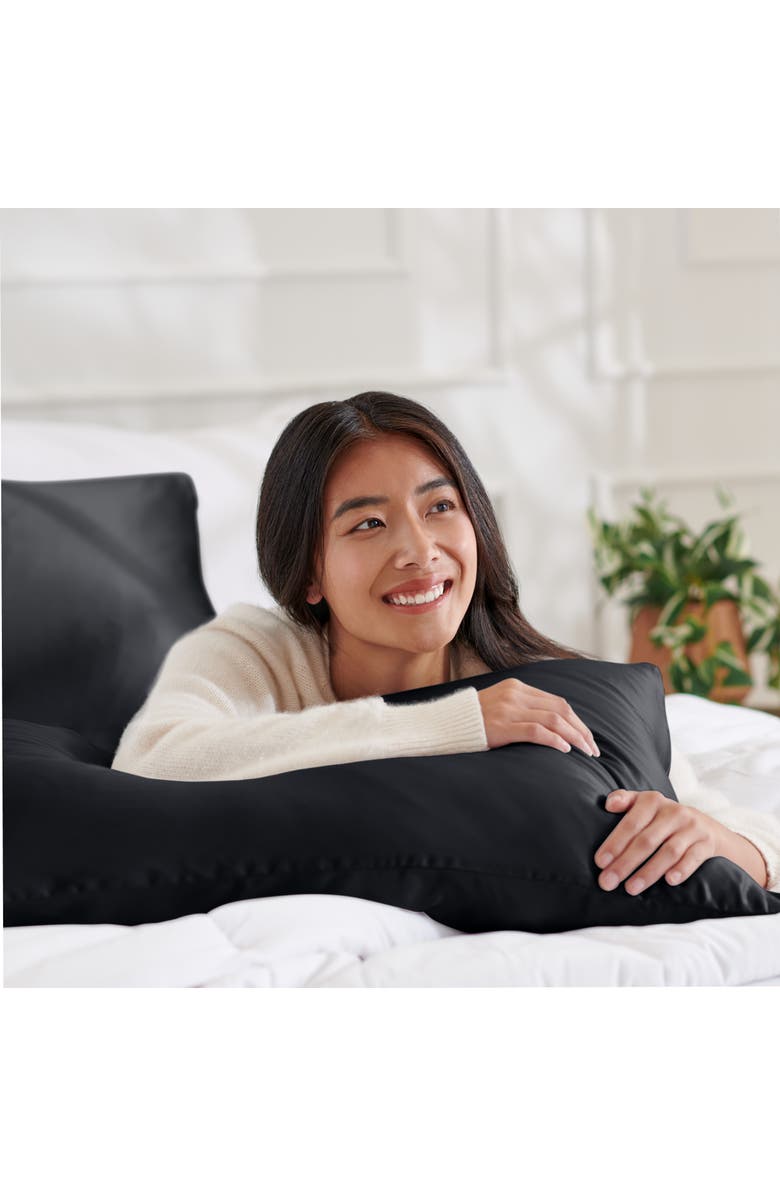 Bare Home 19 Momme 100% Mulberry Silk Pillowcase, Body Size, Alternate, color, Black