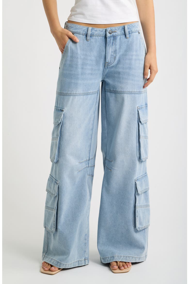 Low Rider Baggy Wide Leg Cargo Jeans, Main, color, MEDIUM VINTAGE WASH