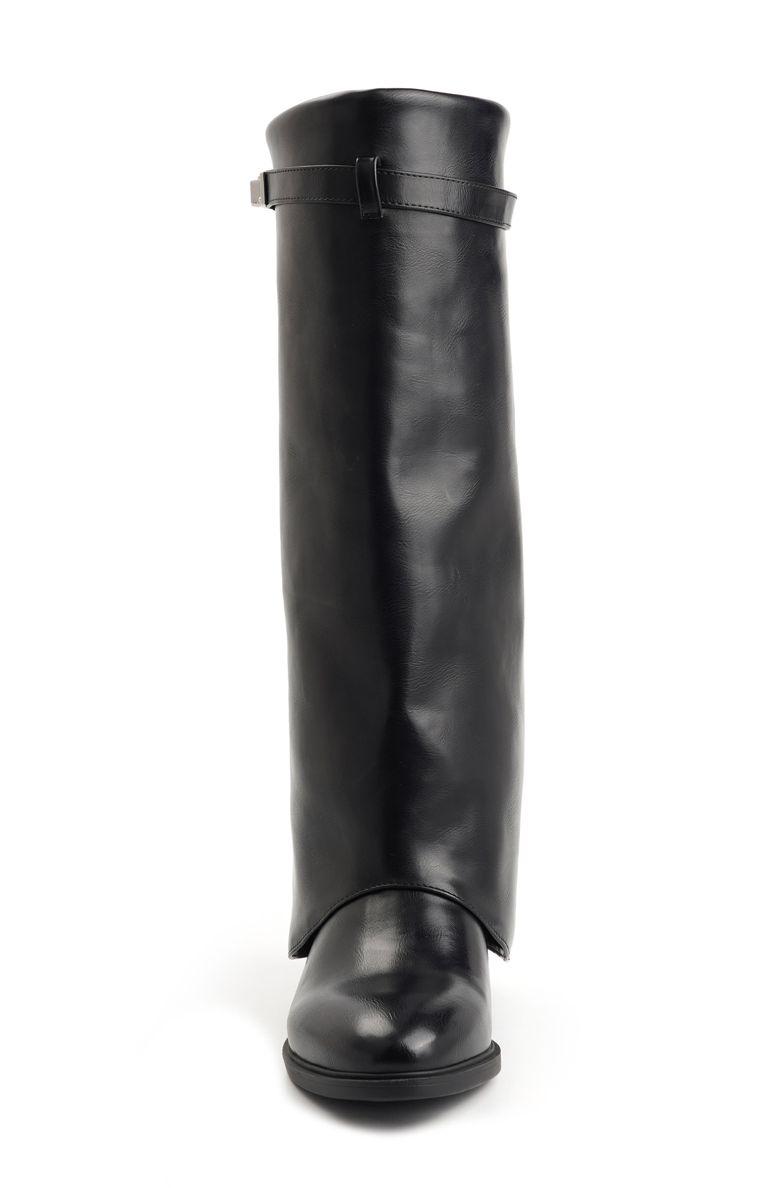 Yana Faux Leather Knee High Boot, Alternate, color, BLACK