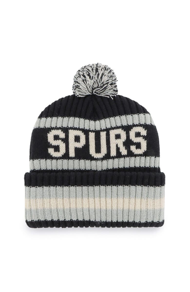 '47 Men's '47 Black San Antonio Spurs Bering Cuffed Knit Hat with Pom, Alternate, color, 