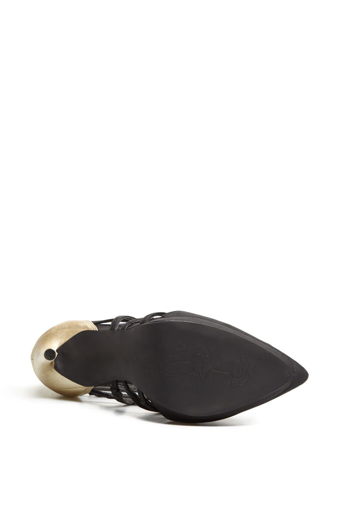 'Cross' Strappy Two-Tone Pointed Toe Sandal, Alternate, color, BLACK/ GOLD