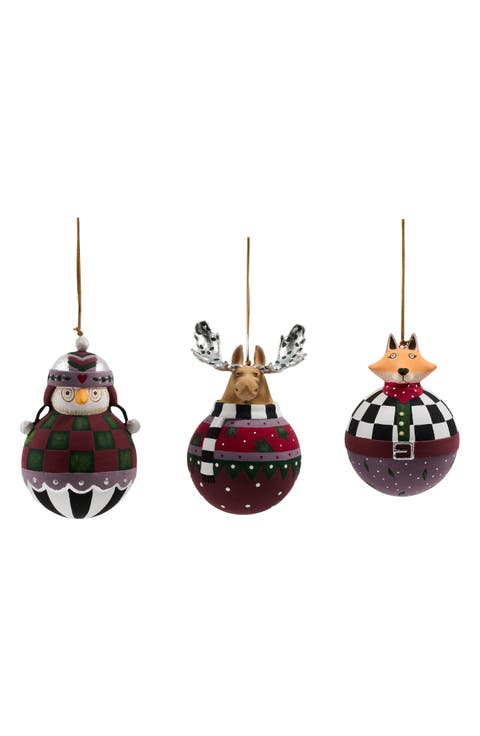 Patience Brewster Mooseltoe 3-Piece Ornament Set