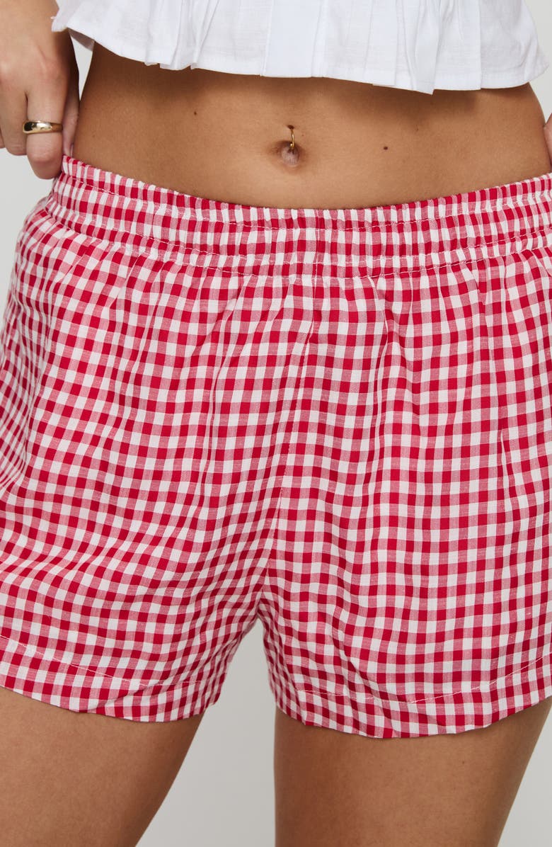 Princess Polly Beach House Gingham Shorts, Alternate, color, Red / White Gingham