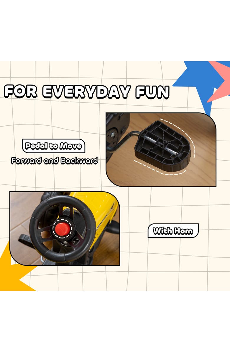 Aosom Kids Ride on Farm Tractor with Trailer, Tools, Horn, Alternate, color, Yellow