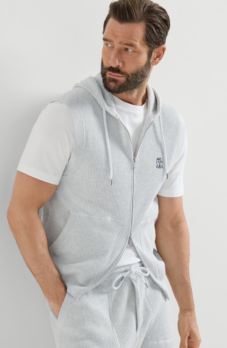 Brunello Cucinelli Cotton knit vest, Alternate, color, Fog