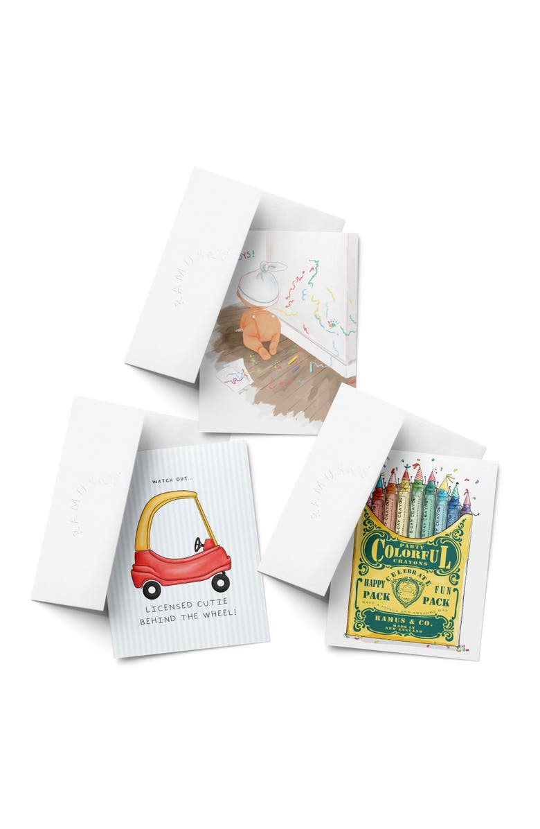 Ramus & Co Baby Greeting Card Pack (3ct) "Party Crayons, Licensed Cutie, Oh the Joys", Main, color, Multi-Pack