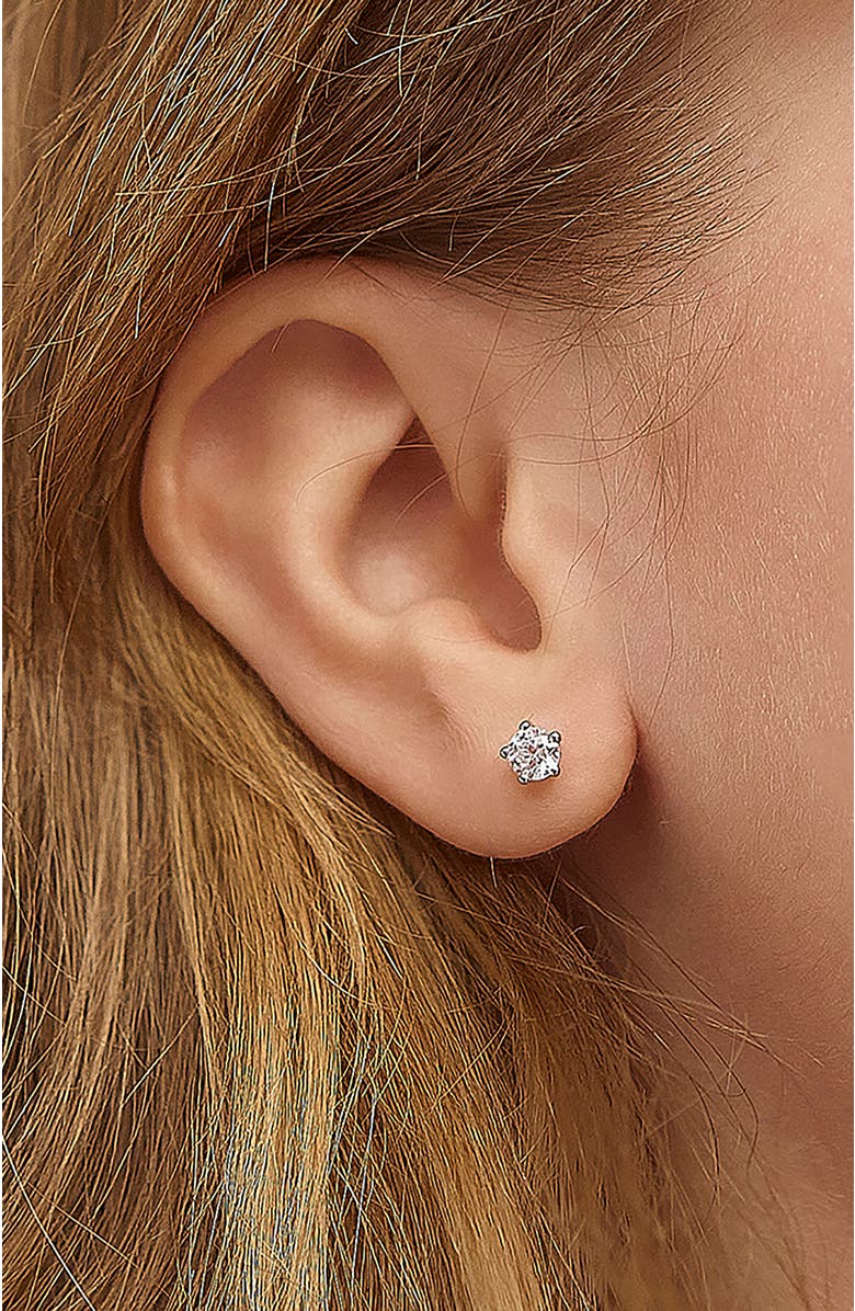 In Season Jewelry Classic Cubic Zirconia Birthstone Solitaire Earrings, Alternate, color, April