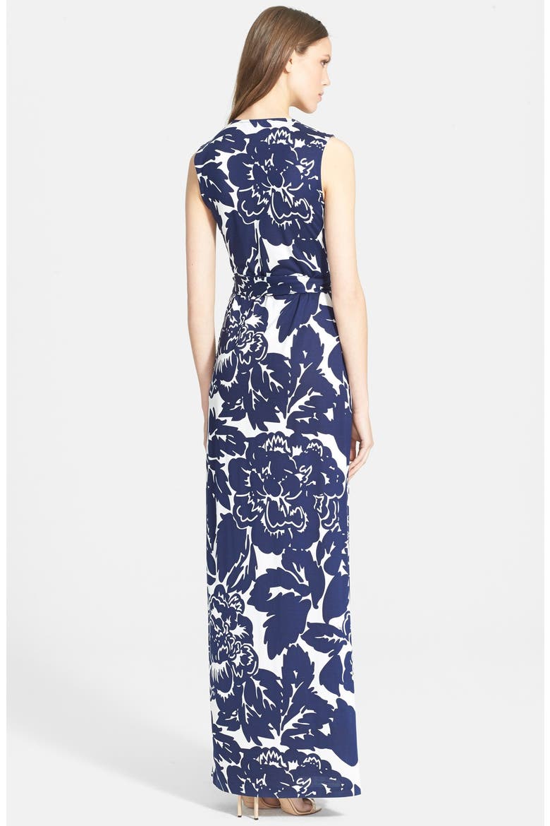 'New Yahzi Two' Print Silk Wrap Maxi Dress, Alternate, color, GIANT FLORAL SOLID MIDNIGHT