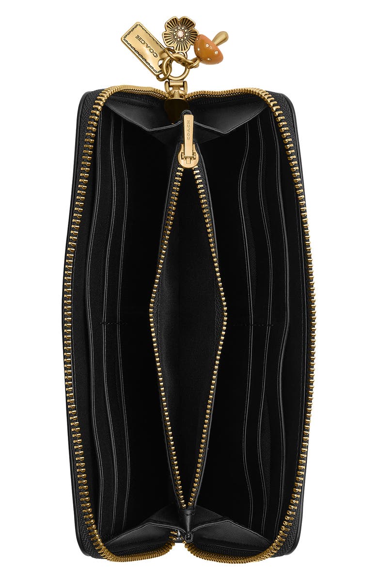 COACH Essential Spazzolato Leather Zip Around Wallet, Alternate, color, Black