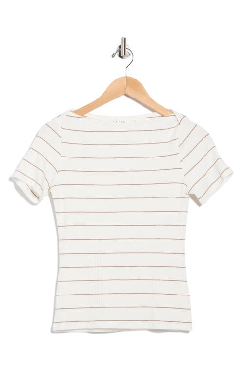 Cyrus Stripe Boat Neck Short Sleeve Top In Multi