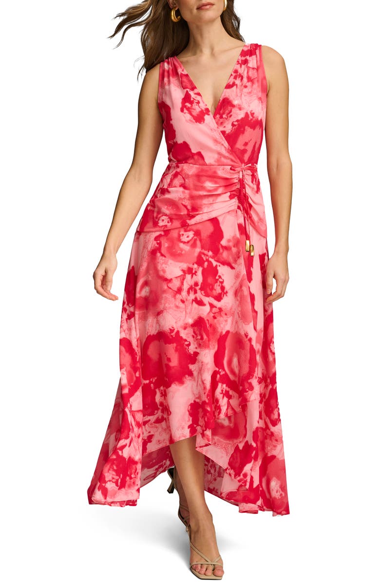 Donna Karan New York Floral Wrap Front Midi Dress, Main, color, 