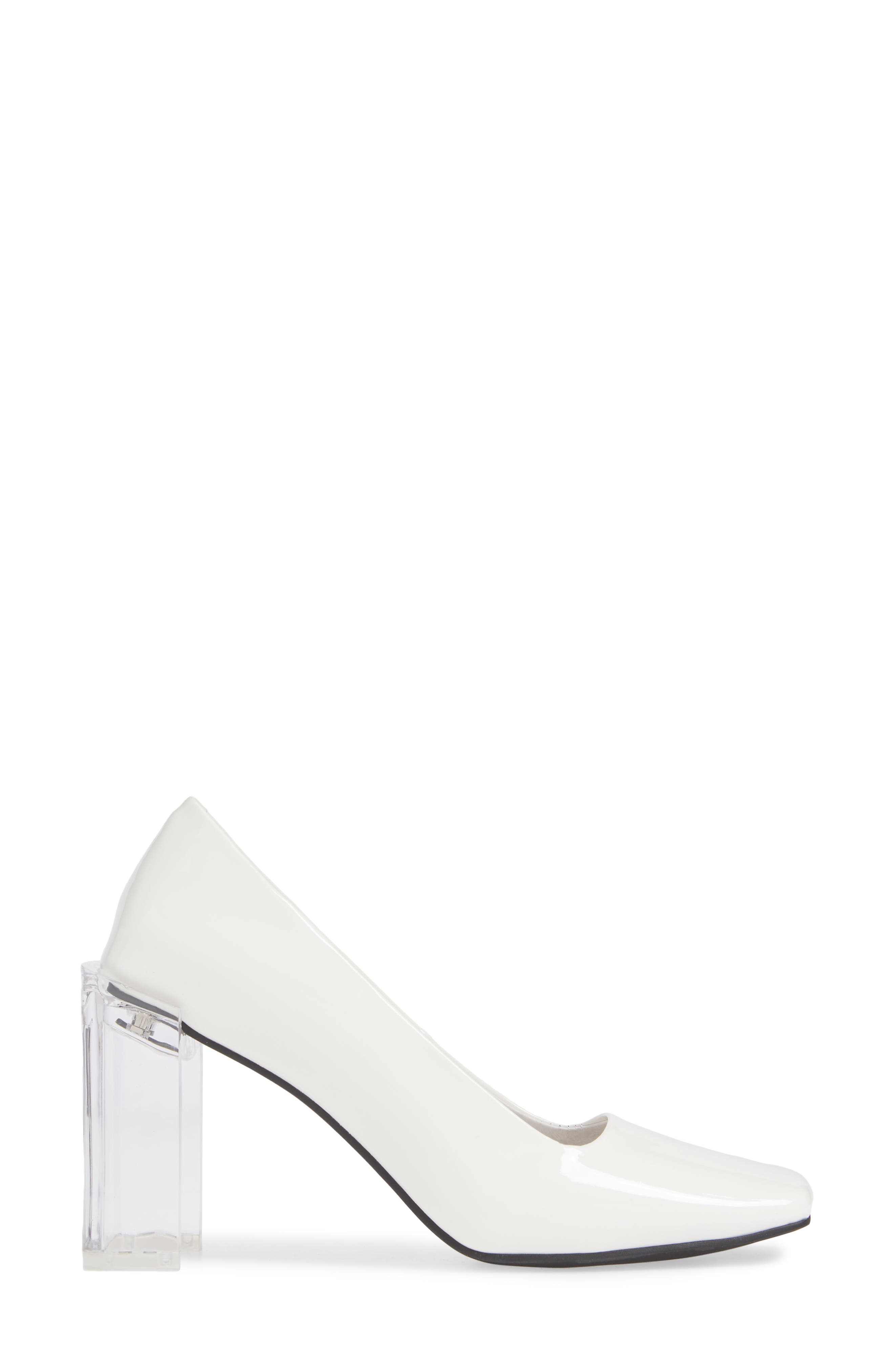 Graff Clear Heel Pump, Alternate, color, WHITE PATENT LEATHER