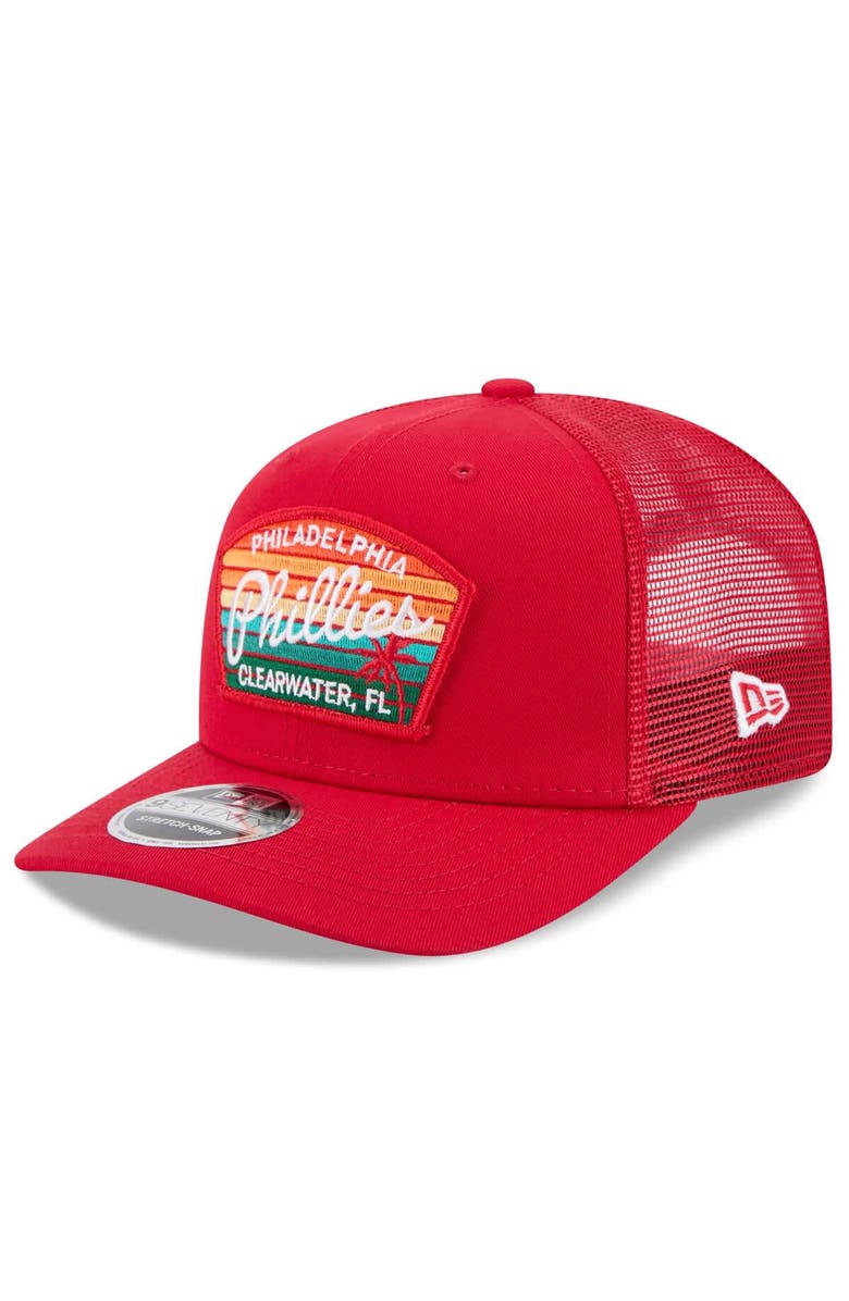 New Era Men's New Era Red Philadelphia Phillies 2025 Spring Training 9SEVENTY Stretch-Snap Trucker Hat, Main, color,