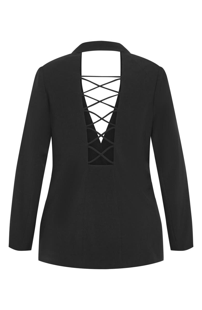 City Chic Jazmin Lace-Up Open Back Jacket, Alternate, color, 