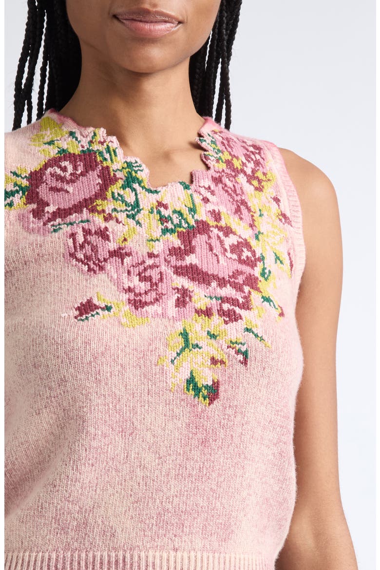 M-Raris Floral Wool Blend Sweater Vest, Alternate, color, BERRY/RED