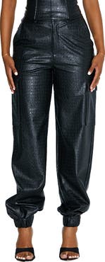 Naked Wardrobe The Crocodile Faux Leather Joggers