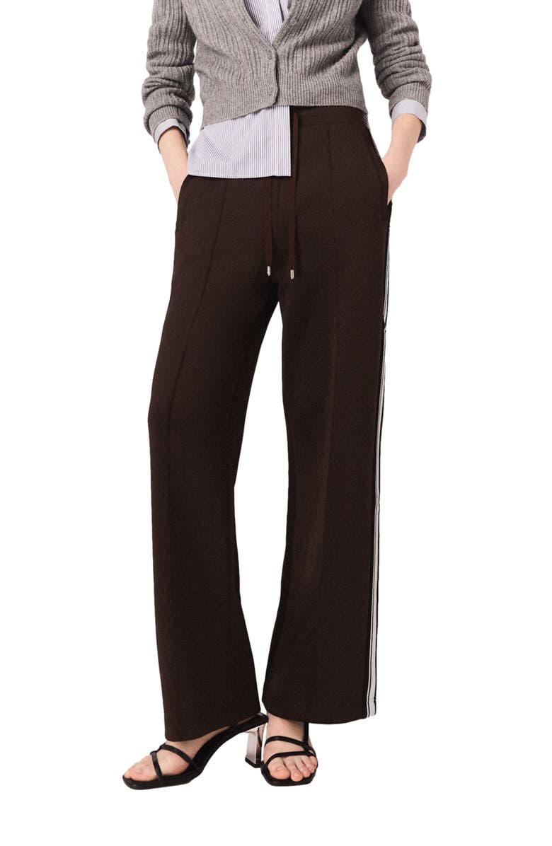 maje Straight-striped trousers, Alternate, color, Dark Brown