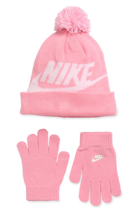 Kids' Swoosh Pompom Beanie & Gloves Set (Big Kid)