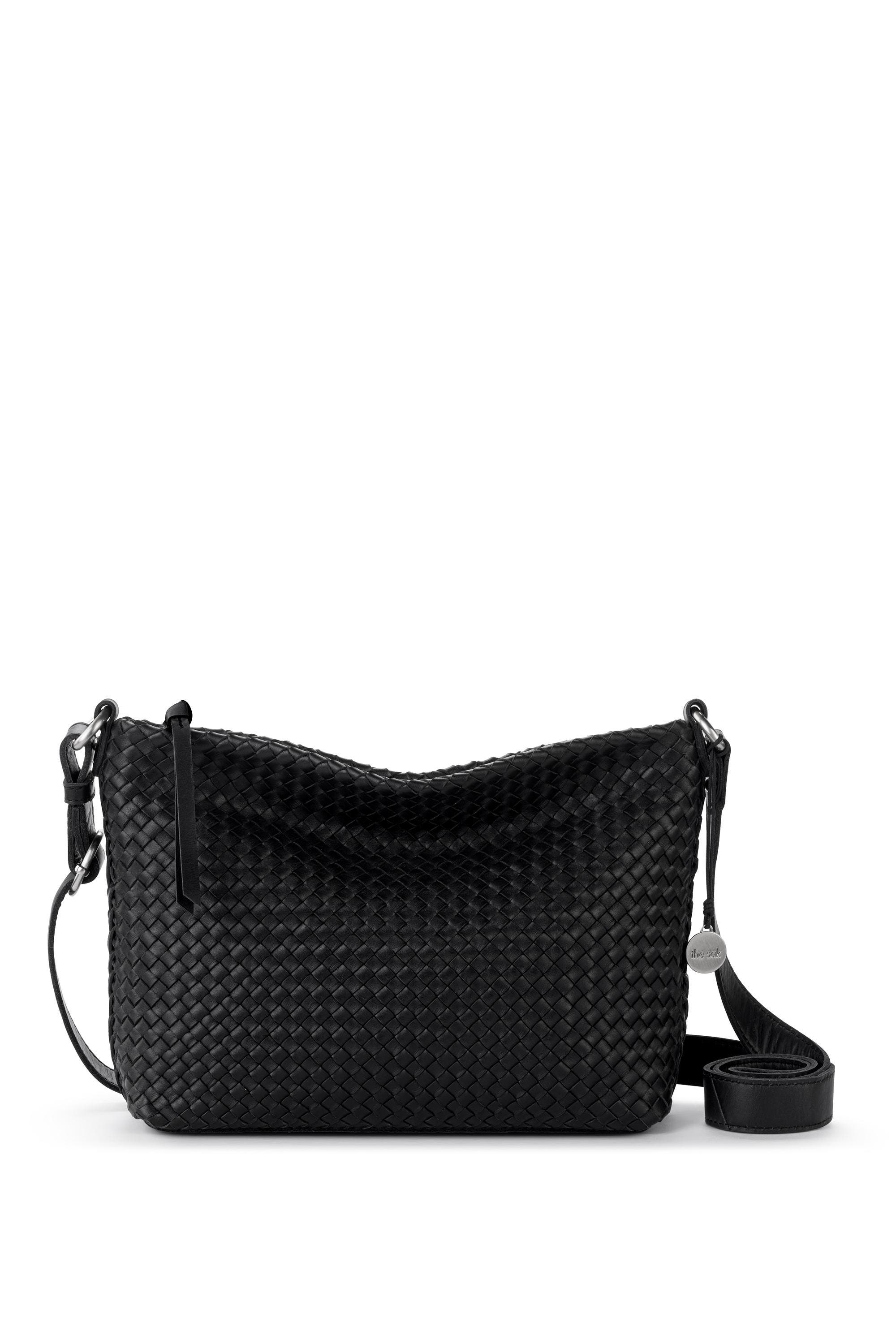 The Sak Melrose Crossbody Woven Leather Bag, Main, color, Black Woven