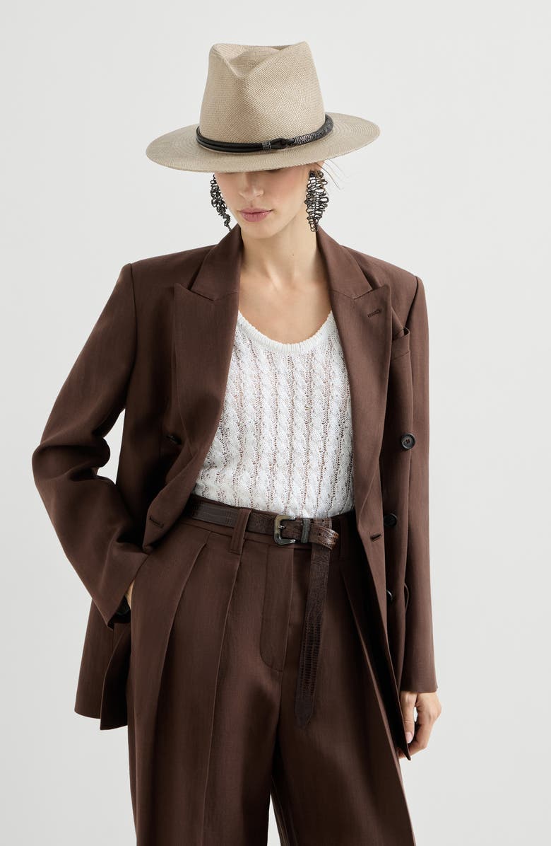 Brunello Cucinelli Fluid twill blazer, Alternate, color, Cocoa