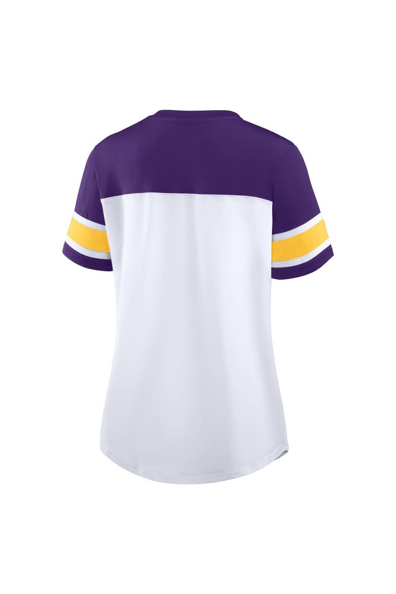 Women's Fanatics White/Purple Minnesota Vikings Athena Rhinestone Lace-Up V-Neck T-Shirt, Alternate, color, White