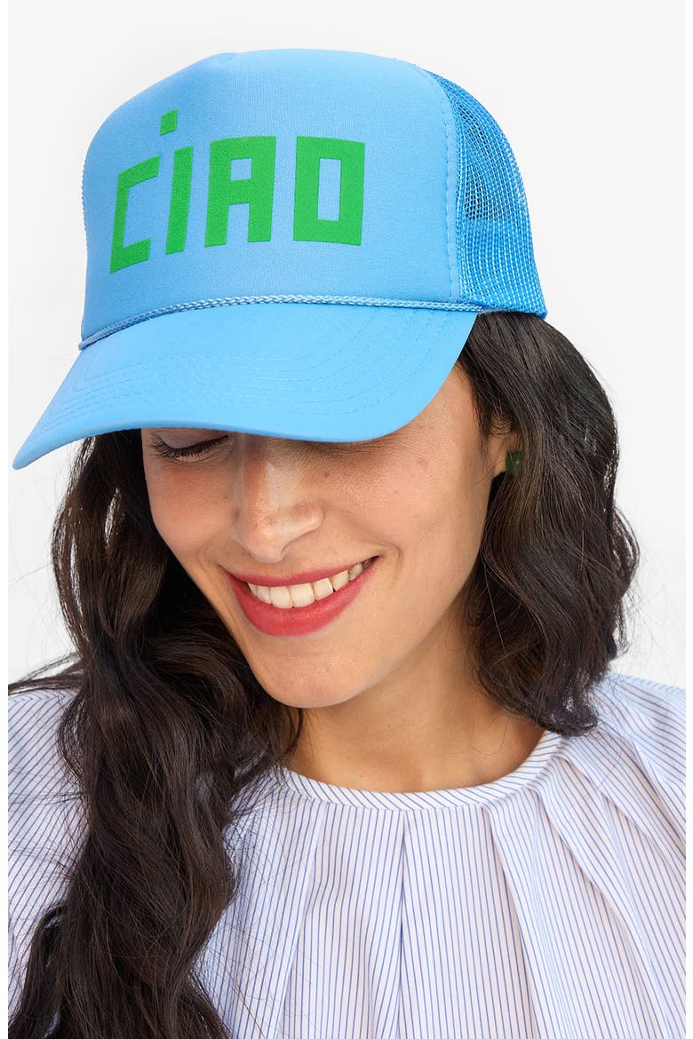 Trucker Hat, Alternate, color, CORNFLOWER W/ GREEN CIAO