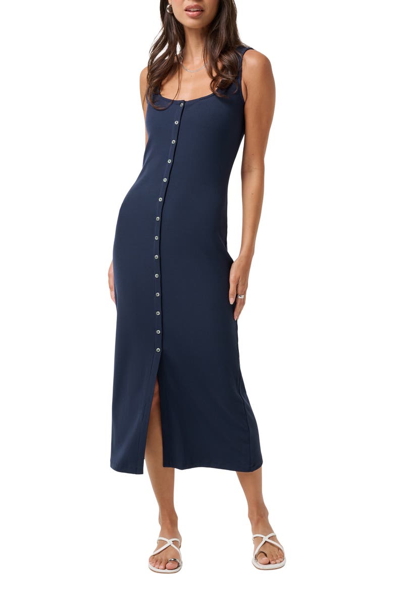 TravisMathew Cloud Rib Sleeveless Maxi Sundress, Main, color, Navy Blazer