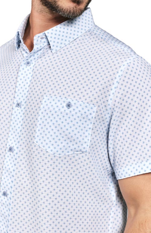 7 Diamonds Orion Neat Short Sleeve Performance Button-up Shirt In Light Blue