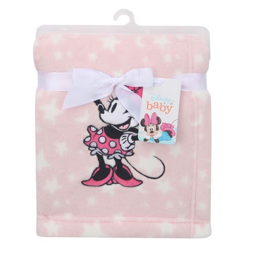 Lambs & Ivy Disney Baby Minnie Mouse Stars Soft Fleece Baby Blanket In Pink