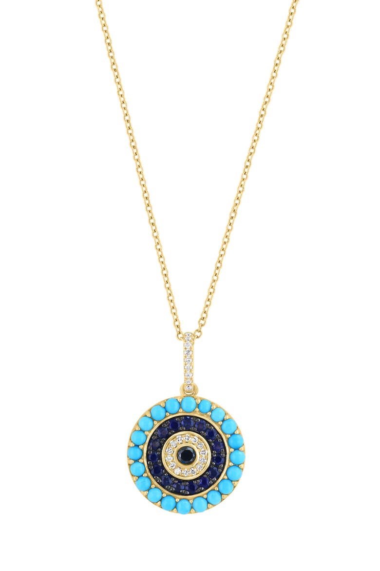 Turquoise & Sapphire Pendant Necklace, Main, color, BLUE