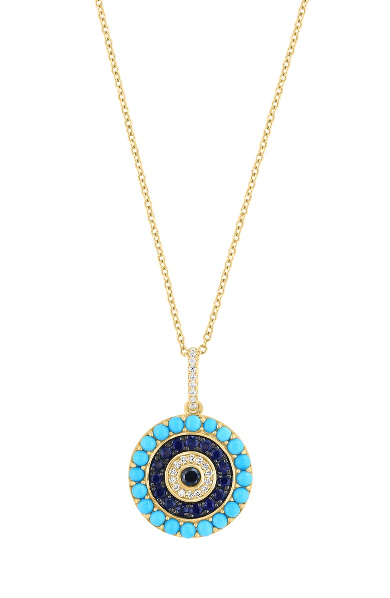 EFFY Turquoise & Sapphire Pendant Necklace, Main, color, Blue