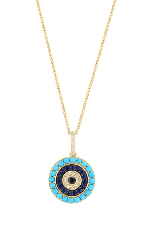 Turquoise & Sapphire Pendant Necklace