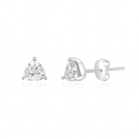 Sterling Silver Trillion Cut Stud Earrings
