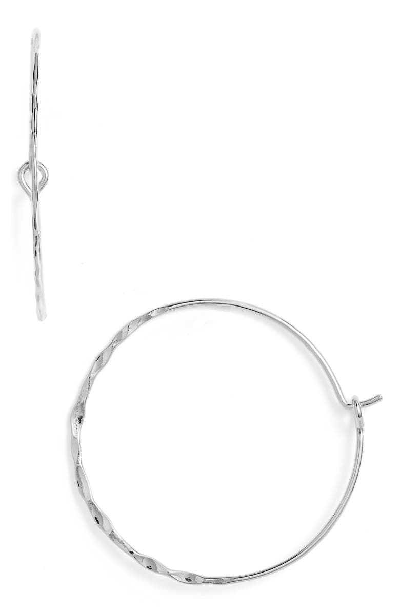 Nordstrom Demi Fine Hammered Wire Hoop Earrings, Main, color,