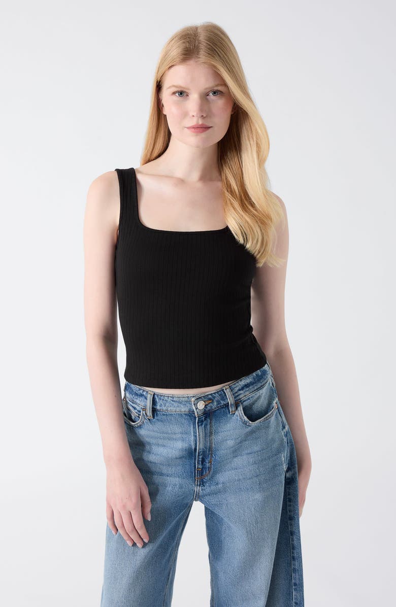 GUESS Wren Cutout Rib Tank & Shrug, Alternate, color, Black-Black